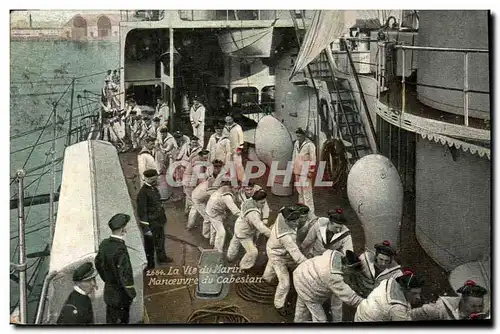Cartes postales Militaria Marins La vie du marin Manoeuvre du cabestan