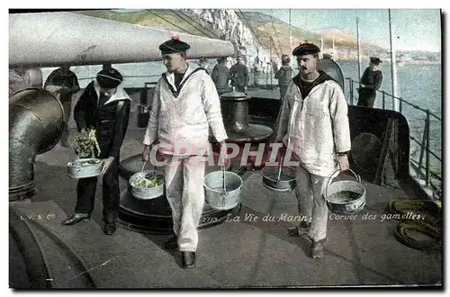 Cartes postales Militaria Marins La vie du marin Corvee des gamelles
