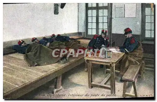 Cartes postales Militaria Interieur d&#39un poste de police