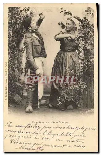 Cartes postales Folklore Zet et Zette Ne te fache pas