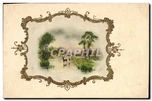 Cartes postales Fantaisie Paysage (d�cor en tissu)