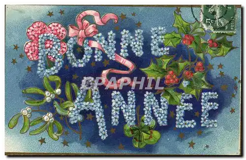 Cartes postales Fantaisie Fleurs Bonne annee