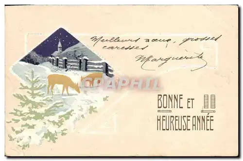 Cartes postales Fantaisie Bonne annee Biches