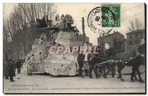 Cartes postales Fantaisie Pierrot Aix en Provence Le Corso Pierrot et Colombine quittant l&#39Etoile d&#39Amour