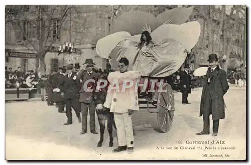 Cartes postales Fantaisie Pierrot Carnaval d&#39Aix A la vue de carnaval ma pensee s&#39evanouit Ane Mule