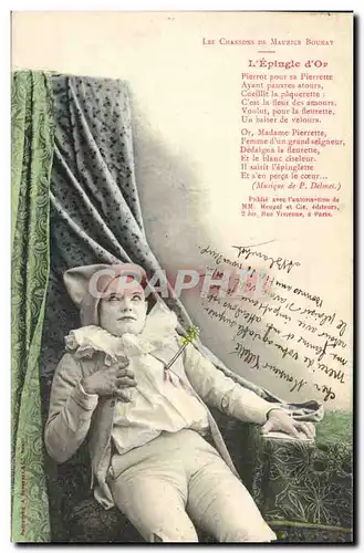 Ansichtskarte AK Fantaisie Pierrot Les chansons de Maurice Boulay L&#39epingle d&#39or