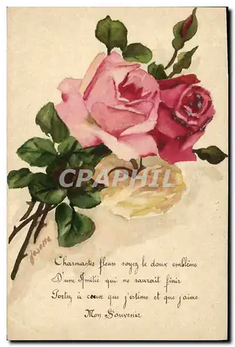 Cartes postales Fantaisie Fleurs Illustrateur