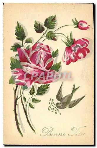 Cartes postales Fantaisie Fleurs Oiseau