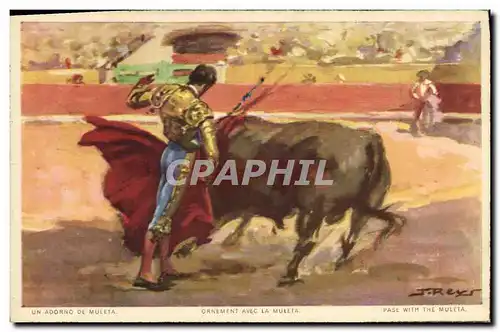 Cartes postales Corrida Course de taureaux Ornementa vec la muelta