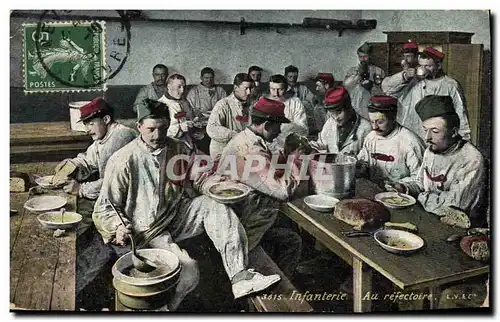 Cartes postales Militaria Infanterie Au refectoire