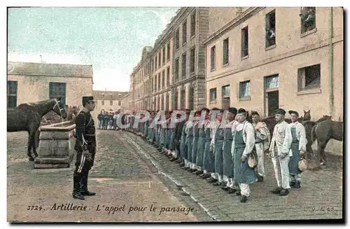 Cartes postales Militaria Artillerie L&#39appel pour le pansage Cheval