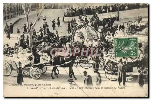 Cartes postales Carnaval XX Aix en Provence Reunion des voitures pour la bataille de Fleurs