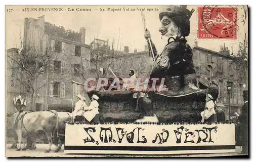 Cartes postales Carnaval Le Corso Sa Majeste Vol au VEnt epatee Boeufs Aix en Provence