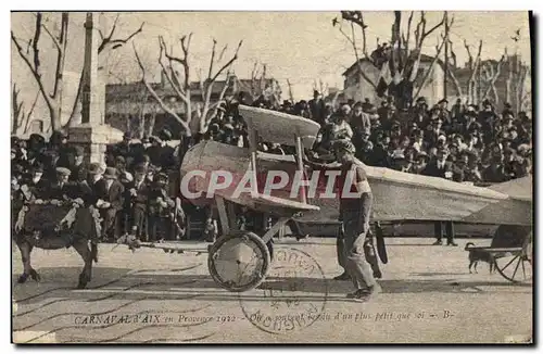 Ansichtskarte AK Carnaval d&#39Aix en Provence 1922 Avion Aviation Ane Mule