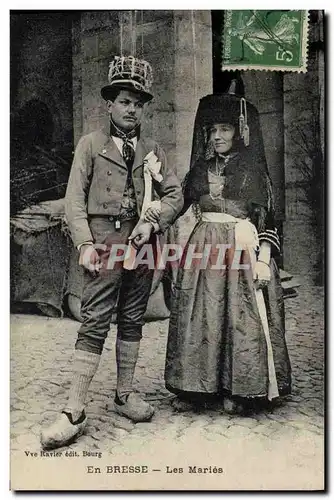 Cartes postales Folklore En Bresse Les maries Mariage