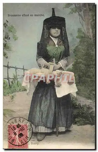 Cartes postales Folklore Bressanne allant au marche