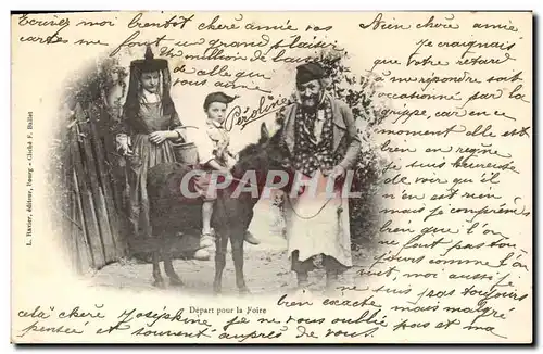 Cartes postales Folklore Bresse Depart pour la foire Ane Mule Enfant