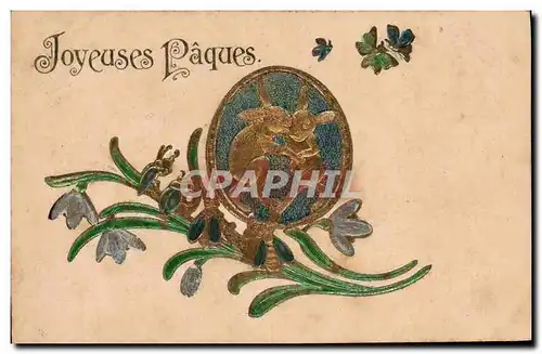Cartes postales Fantaisie Fleurs Lapin Lapins Paques