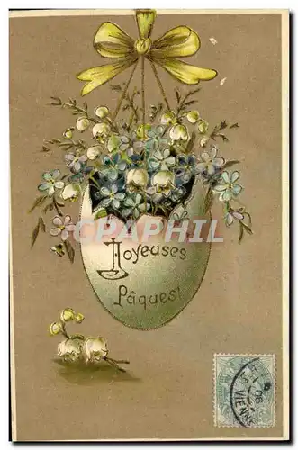 Cartes postales Fantaisie Fleurs Oeuf Paques