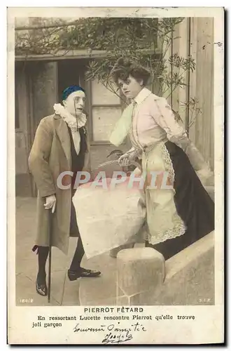 Cartes postales Fantaisie Pierrot fetard Pierrots