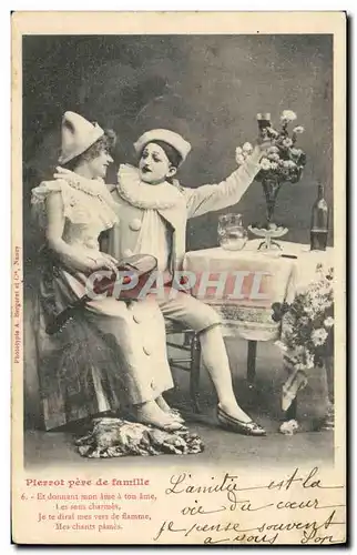 Cartes postales Fantaisie Pierrot pere de famille Pierrots