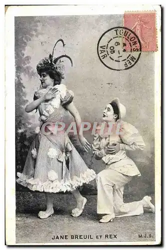 Cartes postales Fantaisie Pierrot Pierrots Jane Breuil et Rex