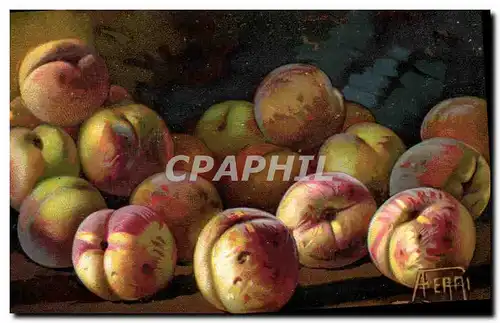 Cartes postales Fantaisie Nature morte Peches