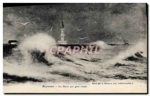 Cartes postales Phare Bayonne La Barre par gros temps