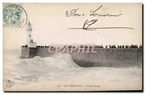 Cartes postales Phare Le Treport Gros temps