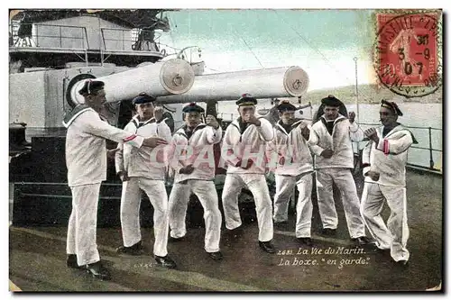 Cartes postales Militaria La vie du marin La boxe En garde