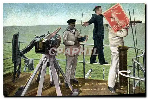 Cartes postales Militaria La vie du marin Signaux a bord