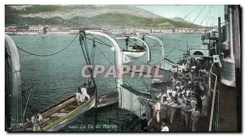 Cartes postales Militaria La vie du marin Mise a l&#39eau d&#39une baleiniere