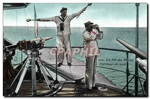 Cartes postales Militaria La vie du marin Signaux de nuit