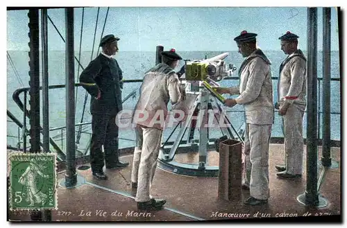 Cartes postales Militaria La vie du marin Manoeuvres d&#39un canon de 47mm
