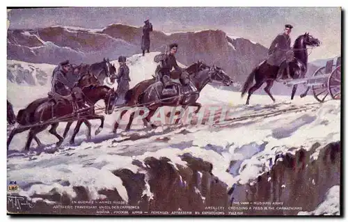 Cartes postales Militaria Armee russe Artillerie traversant un col des Carpathes Russie Russia