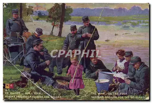 Ansichtskarte AK Militaria Sur l&#39Yser Femme faisant la cuisine des Belges