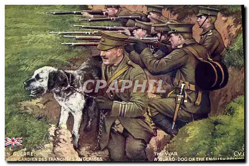 Cartes postales Militaria A guard dog on the English Trenches