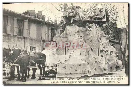 Cartes postales Carnaval XX Aix en Provence Cours Mirabeau Pierrot et Colombine quittent l&#39etoile d&#39amour