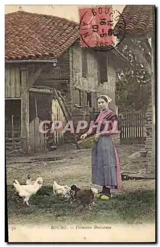 Cartes postales Folklore Bresse Fermiere Bressanne Poules