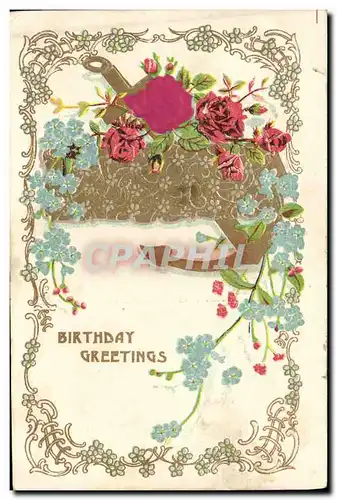 Cartes postales Fantaisie Fleurs Ancre de marine