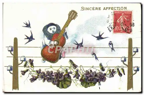 Cartes postales P�errot Pierrots Guitare