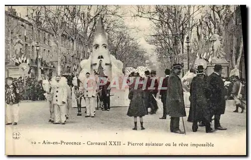 Cartes postales P�errot aviateur ou le reve impossible Aix en Provence Carnaval Pierrots