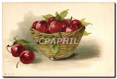 Cartes postales Fantaisie Nature morte Cerises