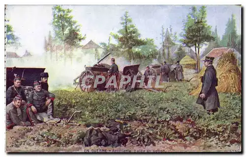 Cartes postales Militaria Artillerie belge en action