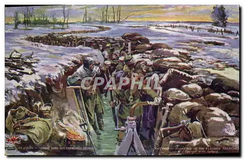 Cartes postales Militaria Combat dans les tranchees inondees