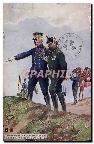 Cartes postales Militaria Etat Major belge General et capitaine