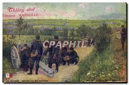 Cartes postales Militaria Notre 75 en action Canon