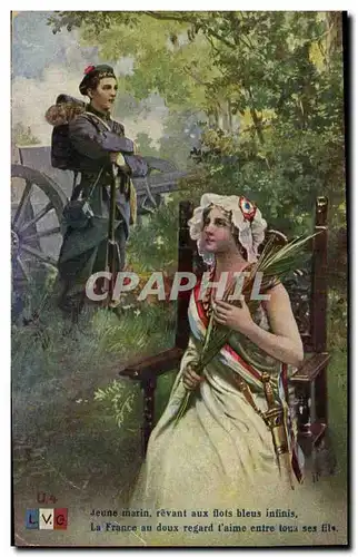 Cartes postales Militaria Lorraine Jeune marin revant aux ilots bleus infinis