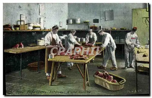 Cartes postales Militaria Infanterie Interieur d&#39une cuisine Bouchers