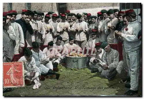 Cartes postales Militaria Infanterie L&#39epluchage des pommes